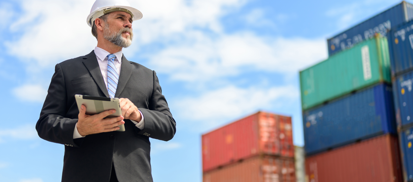 Warehouse consultant reviewing shipping logistics