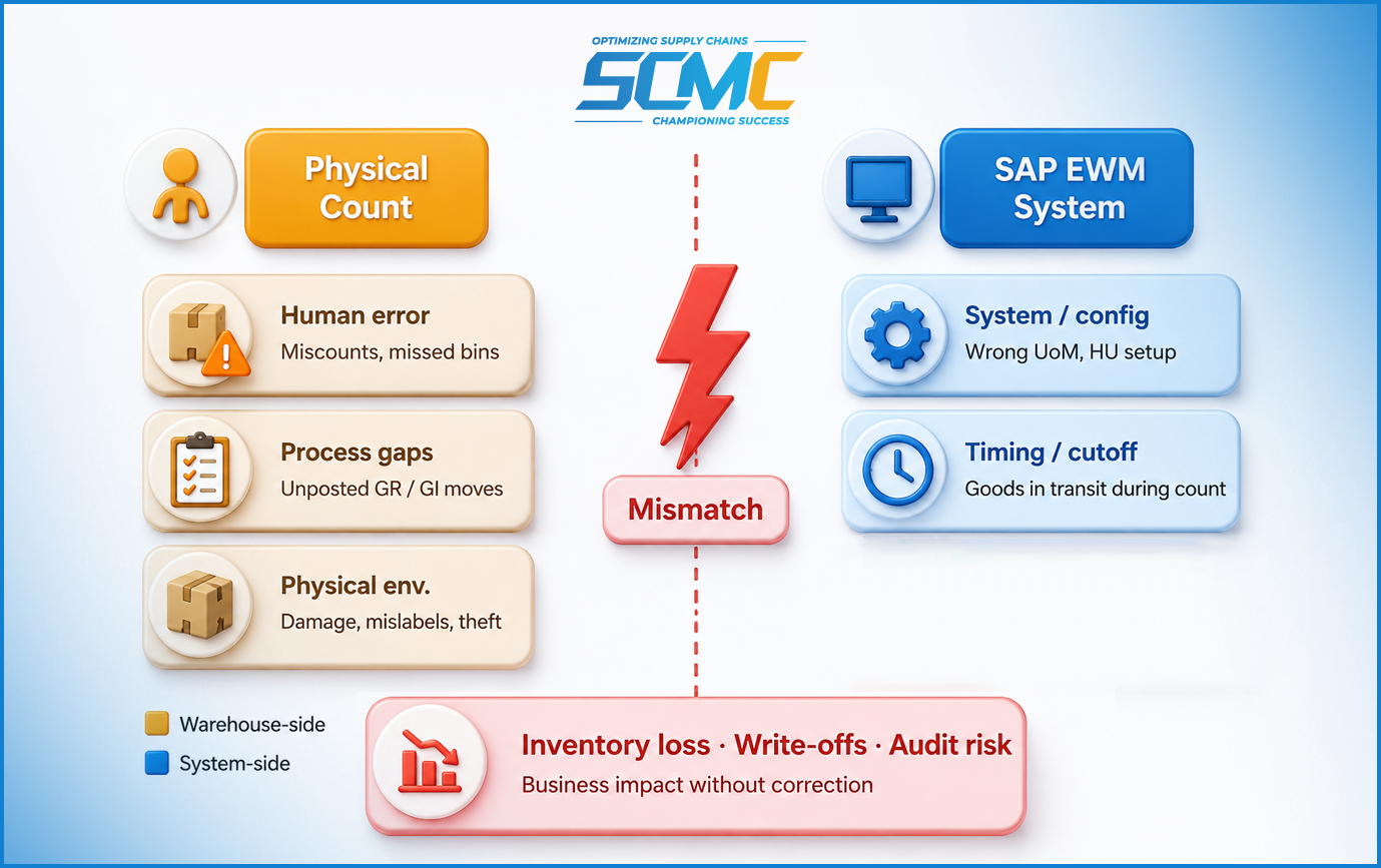 Physical Count Never Matches SAP EWM